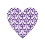 White on Purple Damask Magnet (Heart)