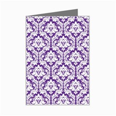 White on Purple Damask Mini Greeting Card from ZippyPress Left