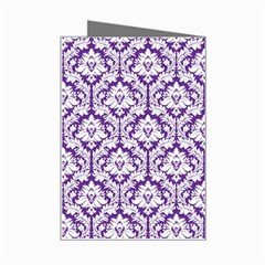 White on Purple Damask Mini Greeting Card from ZippyPress Right
