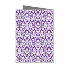 White on Purple Damask Mini Greeting Card (8 Pack) from ZippyPress Left