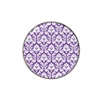 White on Purple Damask Golf Ball Marker (for Hat Clip)