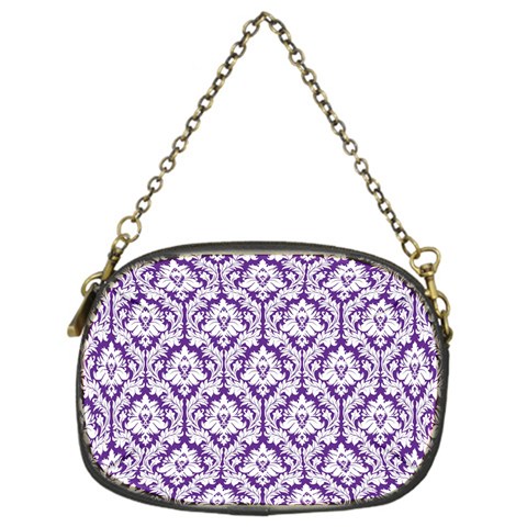 White on Purple Damask Chain Purse (One Side) from ZippyPress Front