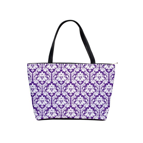 Royal Purple Damask Pattern Classic Shoulder Handbag from ZippyPress Front