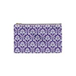 White on Purple Damask Cosmetic Bag (Small)