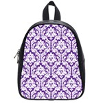 White on Purple Damask School Bag (Small)