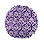 Royal Purple Damask Pattern Standard 15  Premium Round Cushion 