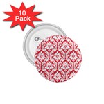 White On Red Damask 1.75  Button (10 pack)