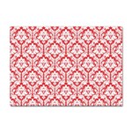 White On Red Damask A4 Sticker 10 Pack
