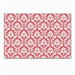 White On Red Damask Postcards 5  x 7  (10 Pack)