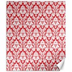 White On Red Damask Canvas 20  x 24  (Unframed)