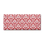 White On Red Damask Hand Towel