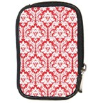White On Red Damask Compact Camera Leather Case
