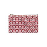 Poppy Red Damask Pattern Cosmetic Bag (Small)