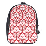 White On Red Damask School Bag (XL)