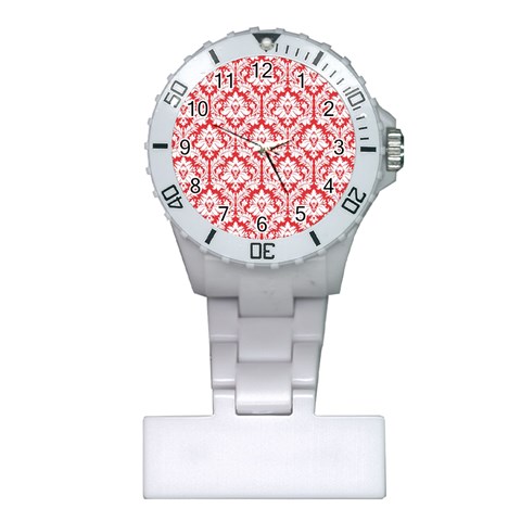 White On Red Damask Nurses Watch from ZippyPress Front
