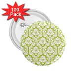 White On Spring Green Damask 2.25  Button (100 pack)