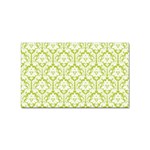 White On Spring Green Damask Sticker 100 Pack (Rectangle)