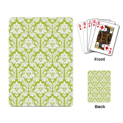 White On Spring Green Damask Playing Cards Single Design from ZippyPress Back