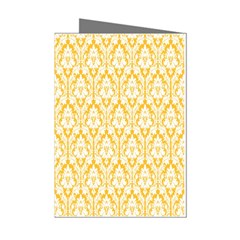 White On Sunny Yellow Damask Mini Greeting Card (8 Pack) from ZippyPress Left