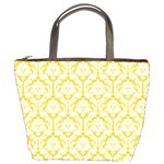 Sunny Yellow Damask Pattern Bucket Bag