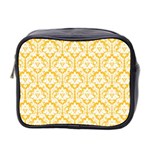 Sunny Yellow Damask Pattern Mini Toiletries Bag (Two Sides)