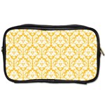 White On Sunny Yellow Damask Travel Toiletry Bag (One Side)