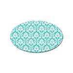 White On Turquoise Damask Sticker 10 Pack (Oval)