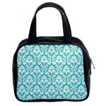 Turquoise Damask Pattern Classic Handbag (Two Sides)