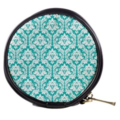 Turquoise Damask Pattern Mini Makeup Bag from ZippyPress Front
