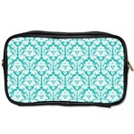 Turquoise Damask Pattern Toiletries Bag (Two Sides)
