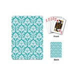 White On Turquoise Damask Playing Cards (Mini)