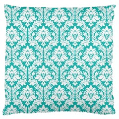 Turquoise Damask Pattern Large Cushion Case (Two Sides) from ZippyPress Back