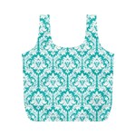 Turquoise Damask Pattern Full Print Recycle Bag (M)