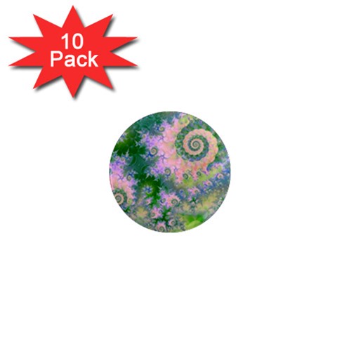 Rose Apple Green Dreams, Abstract Water Garden 1  Mini Button Magnet (10 pack) from ZippyPress Front