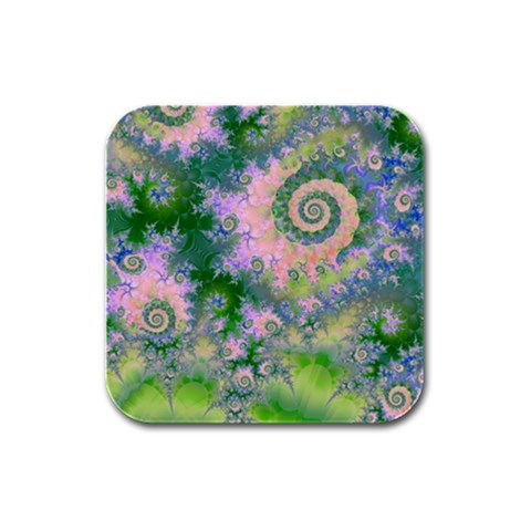 Rose Apple Green Dreams, Abstract Water Garden Drink Coasters 4 Pack (Square) from ZippyPress Front