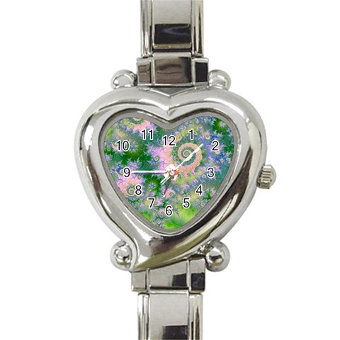 Rose Apple Green Dreams, Abstract Water Garden Heart Italian Charm Watch  from ZippyPress Front