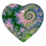 Rose Apple Green Dreams, Abstract Water Garden Heart Ornament (Two Sides)