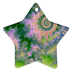 Rose Apple Green Dreams, Abstract Water Garden Star Ornament (Two Sides) from ZippyPress Front