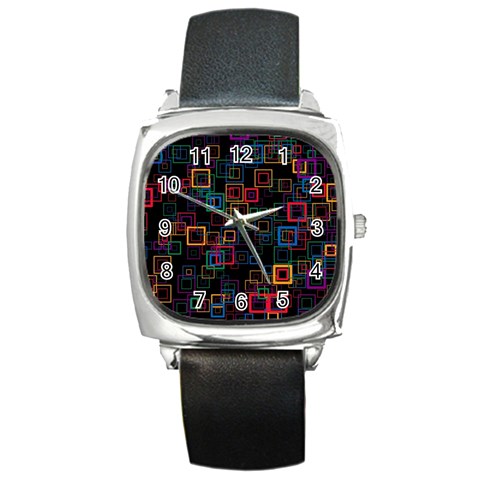 Retro Square Leather Watch from ZippyPress Front