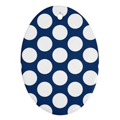 Dark Blue Polkadot Oval Ornament (Two Sides) from ZippyPress Back
