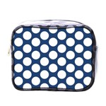 Dark Blue Polkadot Mini Travel Toiletry Bag (One Side)