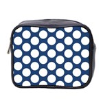 Dark Blue Polkadot Mini Travel Toiletry Bag (Two Sides)