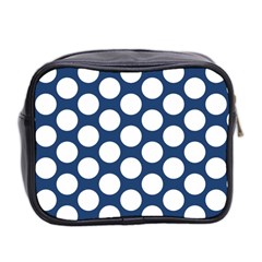 Dark Blue Polkadot Mini Travel Toiletry Bag (Two Sides) from ZippyPress Back