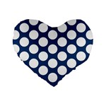 Dark Blue Polkadot 16  Premium Heart Shape Cushion 