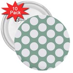 Jade Green Polkadot 3  Button (10 pack)