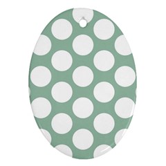 Jade Green Polkadot Oval Ornament (Two Sides) from ZippyPress Front