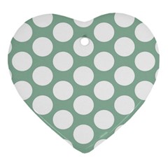 Jade Green Polkadot Heart Ornament (Two Sides) from ZippyPress Front