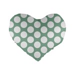 Jade Green Polkadot 16  Premium Heart Shape Cushion 