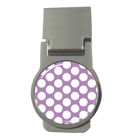 Lilac Polkadot Money Clip (Round) from ZippyPress Front