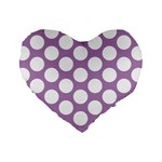 Lilac Polkadot 16  Premium Heart Shape Cushion 